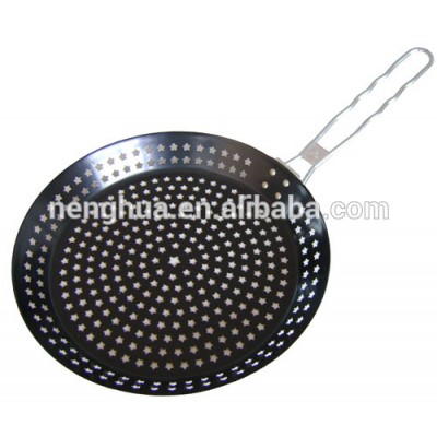 Foldable Handle Cooking Basket BBQ Pan Nonstick Grilling Skillet