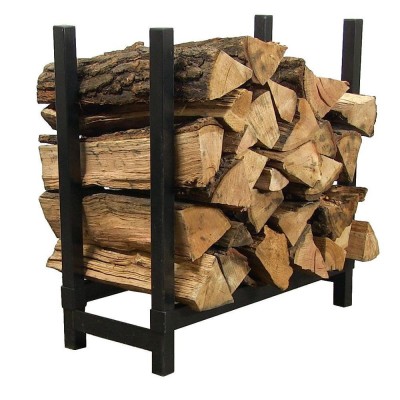 Black Backyard Storage Firewood Log Rack Fireplace Carrier Holder