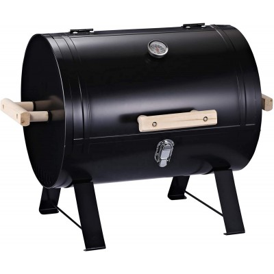 Mini Small Smoker Charcoal Grill Side Fire Box, Portable Outdoor Camping Barbecue Grill with Wooden Handles